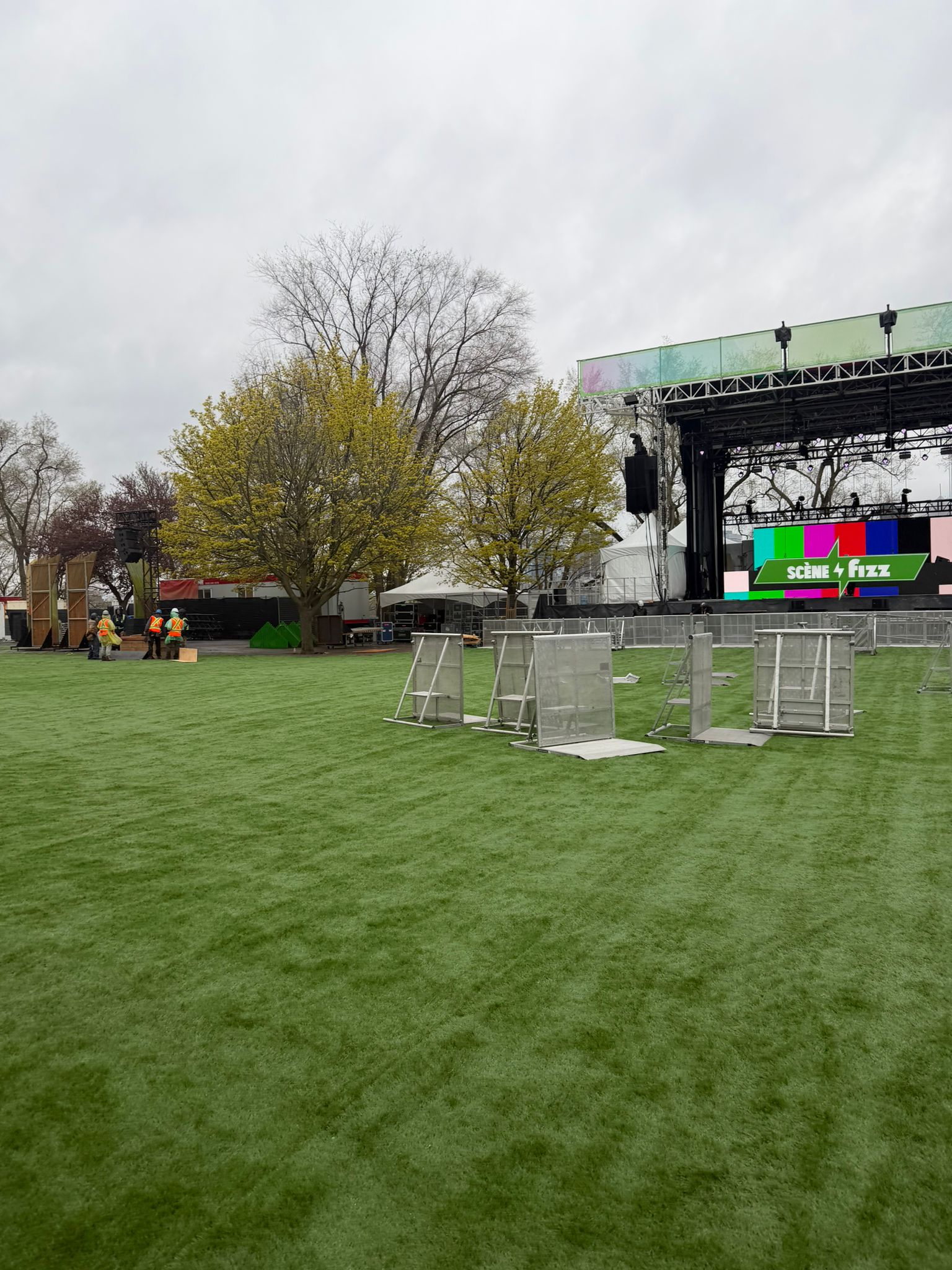 Temporary synthetic turf at an Evenko festival space in Montreal