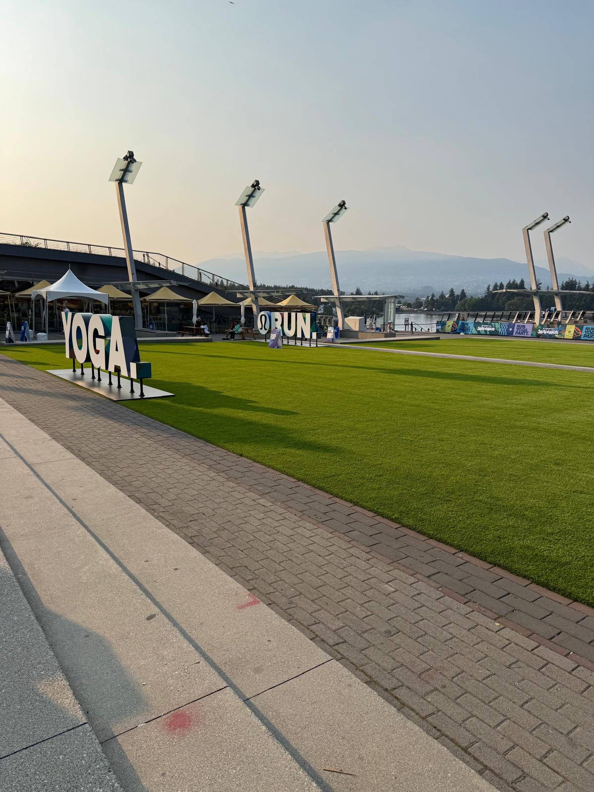 Event turf installed for a Lululemon activation in Montreal